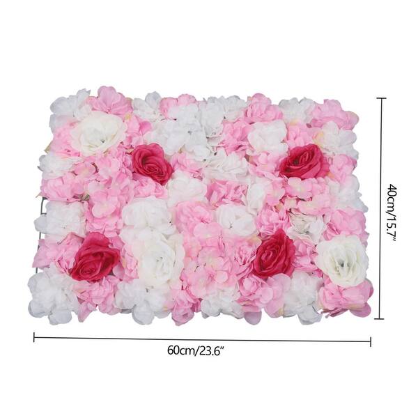 4pcs Artificial Flower Panels Wall Hanging Ornaments for Wedding Decor Pink 