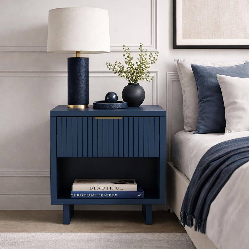 Manhattan Comfort Elara Contemporary Midnight Blue 1-Drawer 18.1