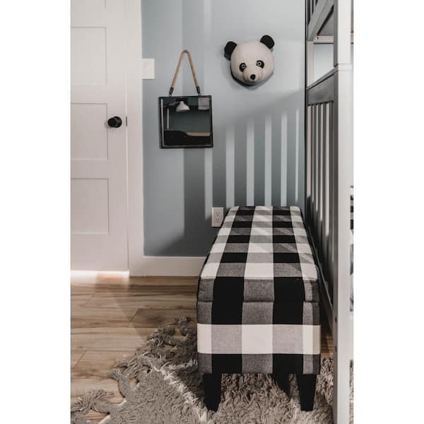 Black Plaid 36 in. Bedroom Bench Backless