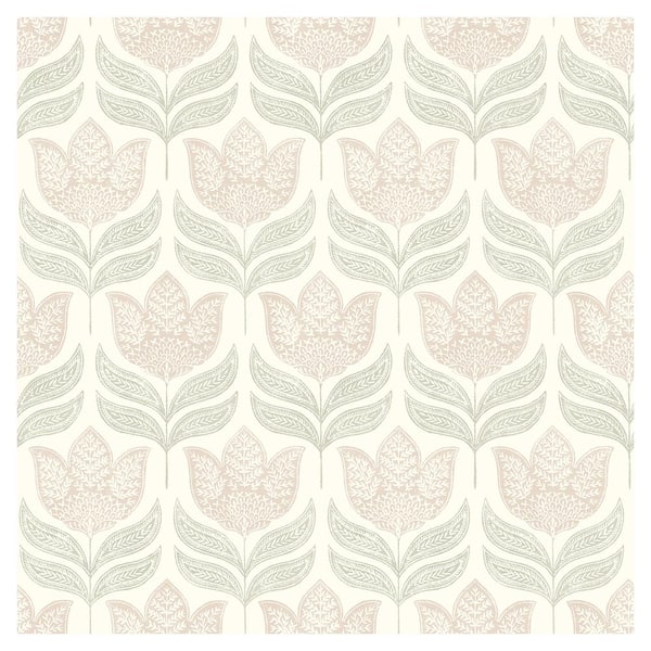 Chesapeake Cathal Tulip Block Print Pink Prepasted Non Woven Wallpaper