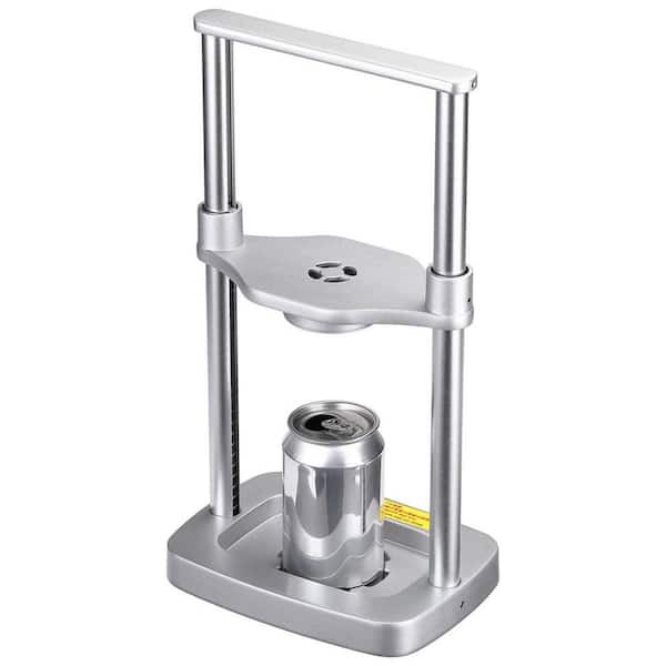 Wudkey Silver Metal Manual Can Crusher, Foot Operated Pedal Can Smasher with Spring Design, Can Compactor, Recycling Tool