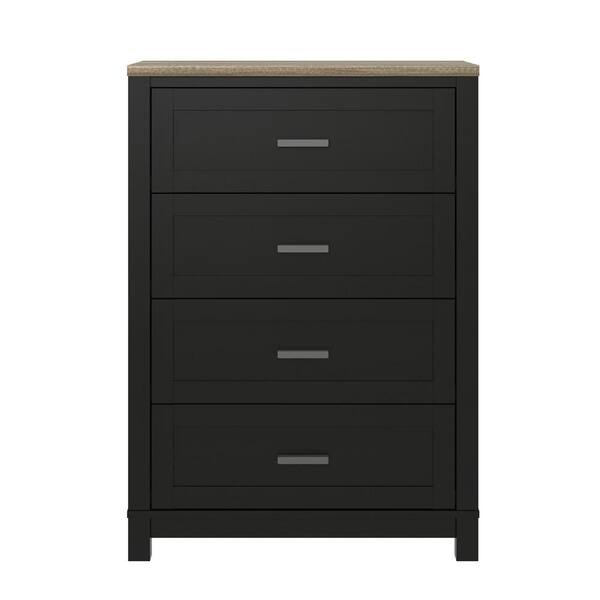 Ameriwood Viola 4-Drawer Black/Light Brown Dresser