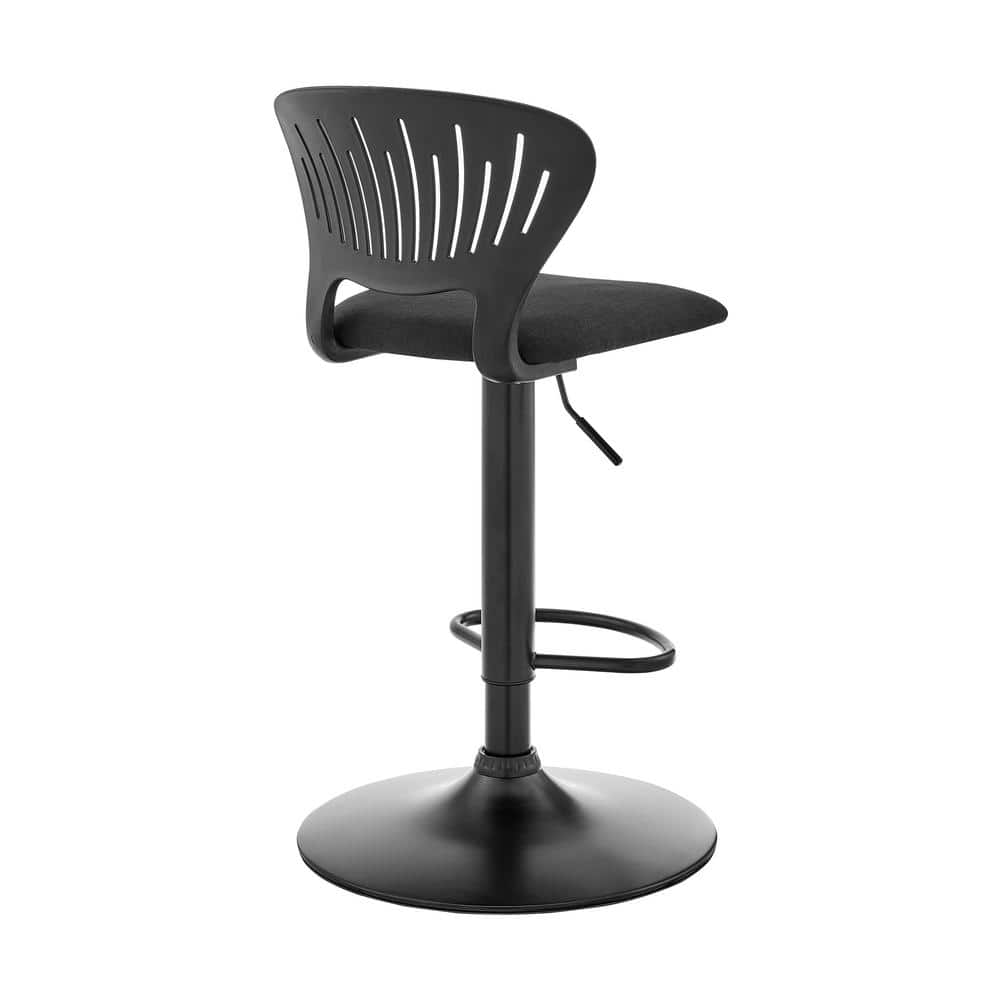 Padua 16'' Black Swivel Adjustable Bar Stool with Soft Foam Cushion