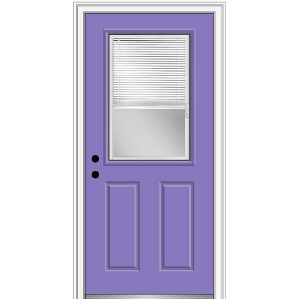 MMI Door 36 in. x 80 in. Internal Blinds Right-Hand Inswing 1/2-Lite Clear Painted Steel Prehung Front Door