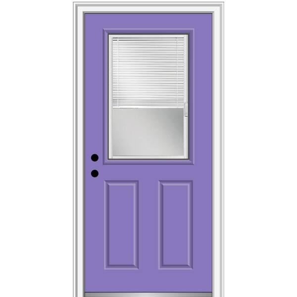 MMI Door 32 in. x 80 in. Internal Blinds Right-Hand Inswing 1/2-Lite Clear Painted Steel Prehung Front Door