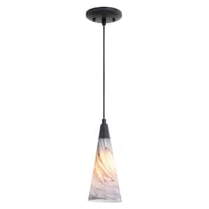 Milano 1-Light Matte Black Pendant Light LED Compatible Transitional Mini Pendant Ceiling Fixture Multi-Color Art Glass