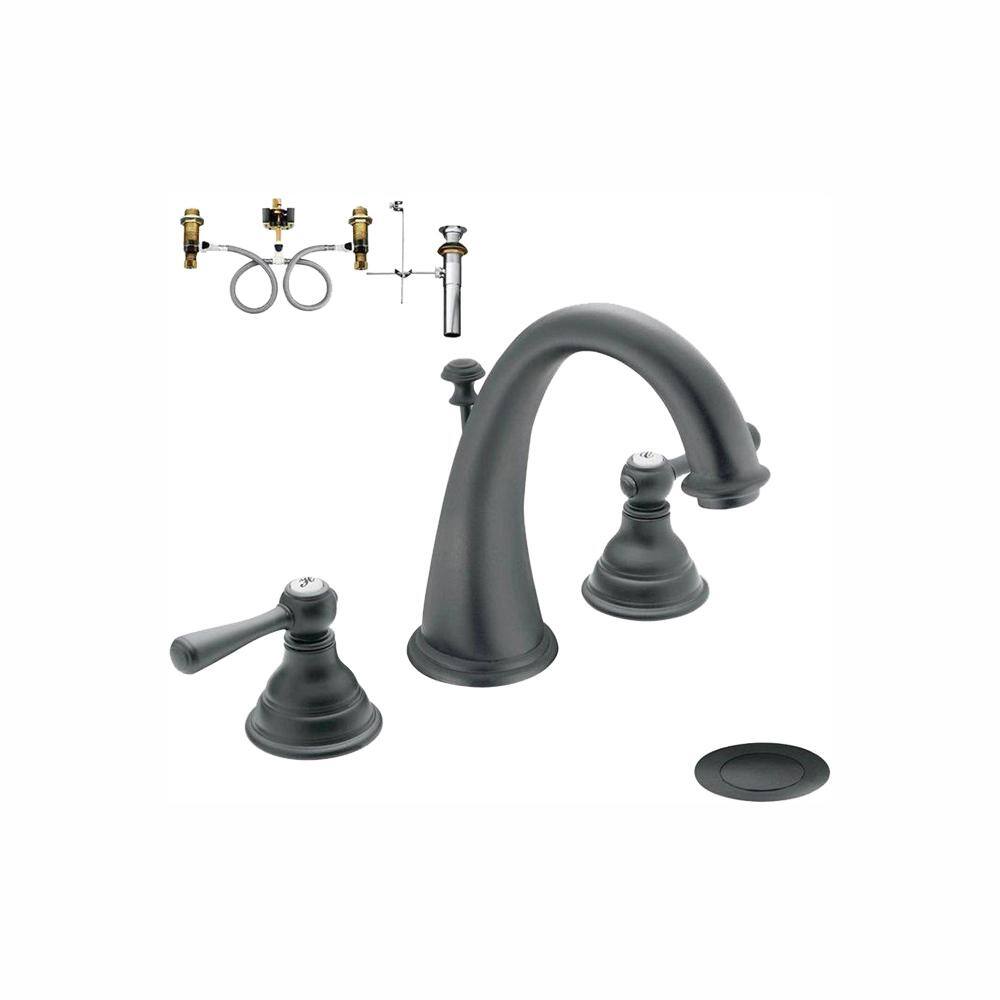MOEN Kingsley 8 in. Widespread 2-Handle High-Arc Bathroom Faucet Trim Kit in Tuscan Bronze (Valve Included), Wrought Iron -  T6125WR-9000