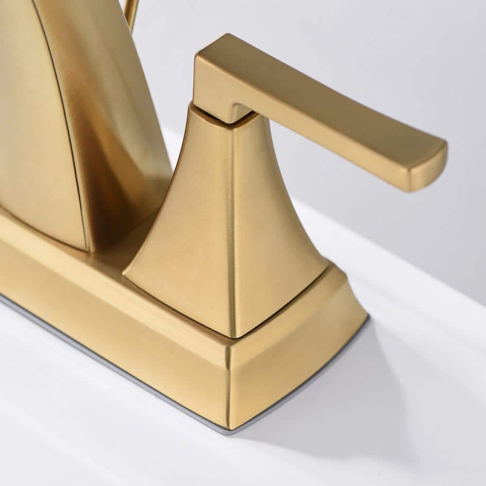Brushed Gold 2-Handle Centerset Bathroom Faucet with Drain Assembly