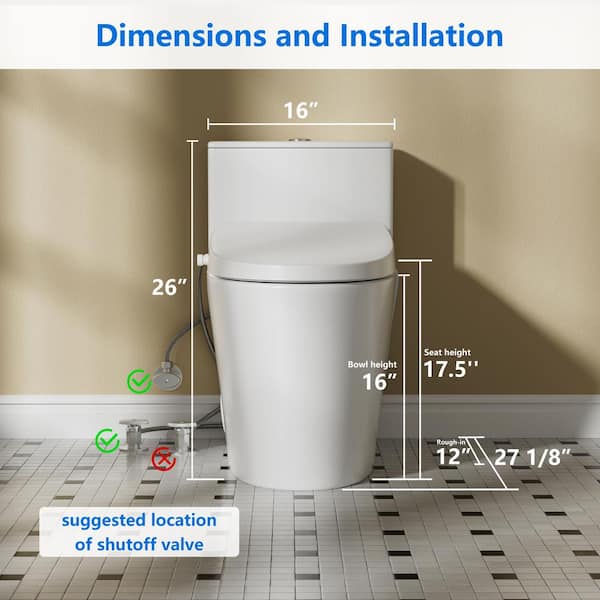 Casta Diva Elongated Bidet Toilet Combo Dual Flush in White