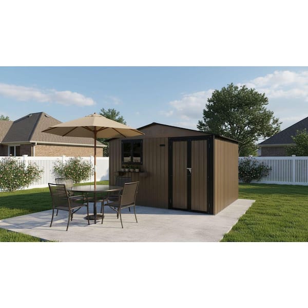 IMAGACFUN 10 x 8 ft. Outdoor Metal Storage Shed with Lockable