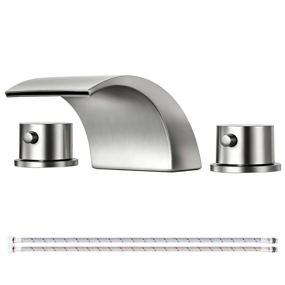 Double Handles 8 in. Widespread Bathroom Faucet 3-Hole Sink Faucet n Brushed Nickel price history on PriceWatchPro