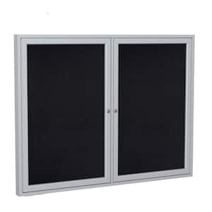 4 x 5 ft.  Recycled Rubber Enclosed Bulletin Board, 2 Door, Satin Aluminum Frame, Black