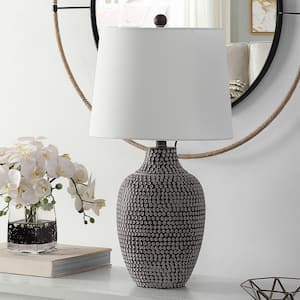 Resler 25 in. Brown Table Lamp with White Shade