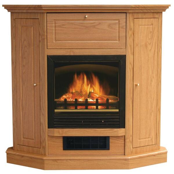 Stay-Warm 39 in. Electric Fireplace with Storage in Oak-DISCONTINUED