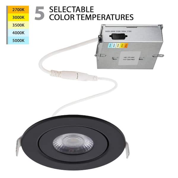 Lotos 4 in. Round Adjustable Tunable CCT New Construction/Remodel Can less Black Integrated LED Recessed Light Kit