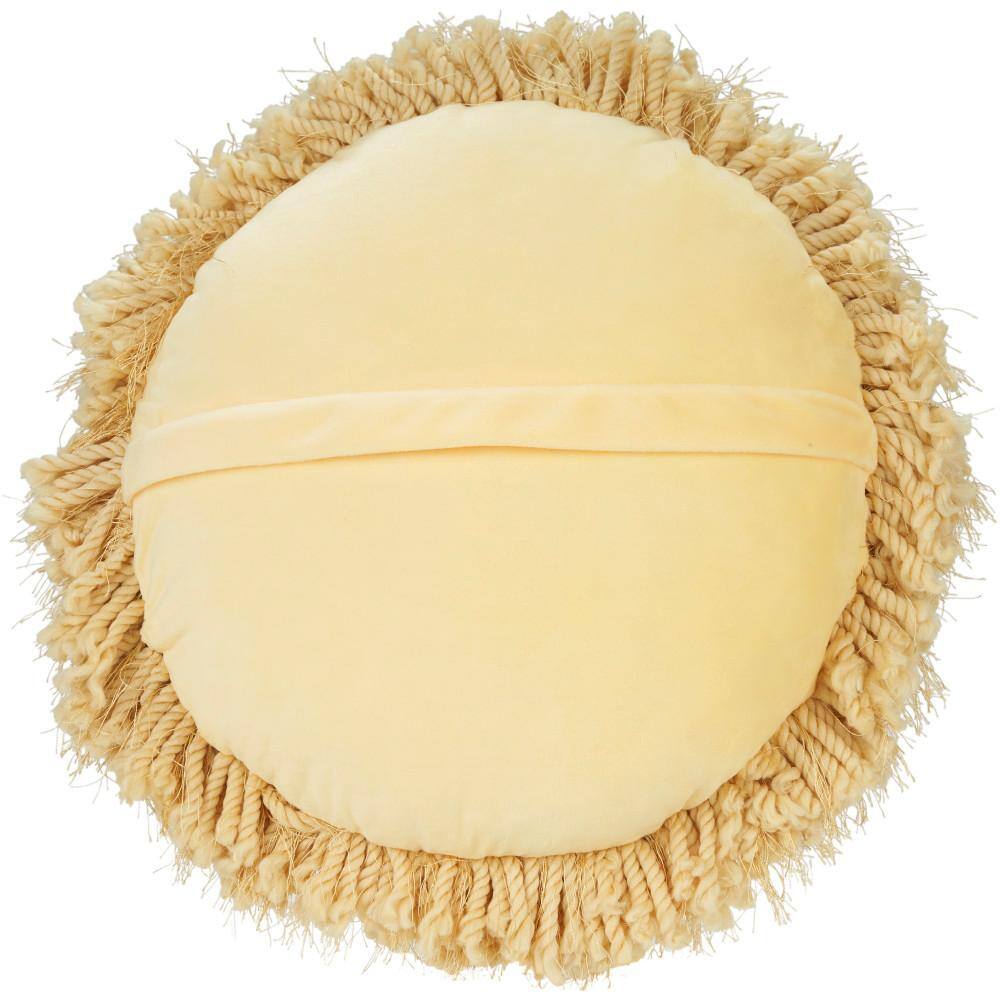 Yellow Round Shag Polyester Throw Pillow