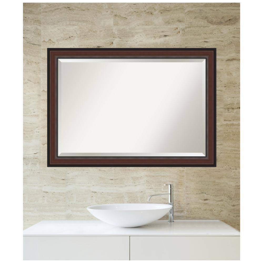 Harvard Walnut Rectangular Beveled Bathroom Vanity Mirror