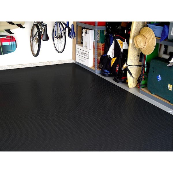 (2) 5 ft. x 24 ft. Black Textured Vinyl Garage Flooring, 1 Car Garage Kit