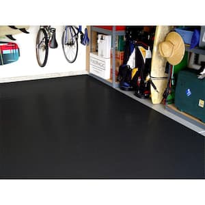 2-Car Garage Kit, 20 ft. W. x 24 ft. L, (2) 7.5 ft. x 24 ft. and (1) 5 ft. x 24 ft. Black Textured Vinyl Garage Flooring