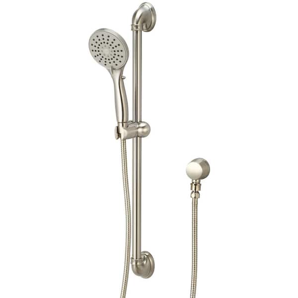 OLYMPIA 1-Spray Patterns 4.13 in. Wall Mount Handheld Shower Head Set in PVD Brushed Nickel