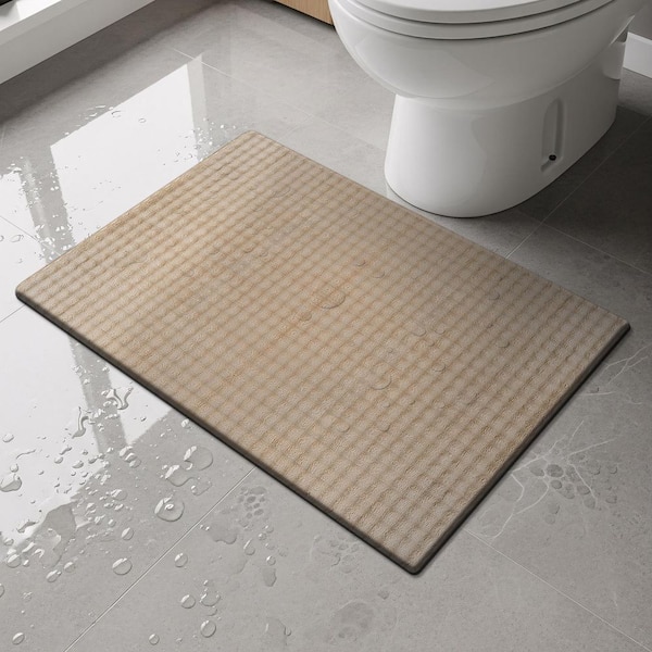 Sequoia 2 ft. x 3 ft. Beige Non-Slip Rubber Back Washable Polyester Checker Indoor Outdoor DoorMat