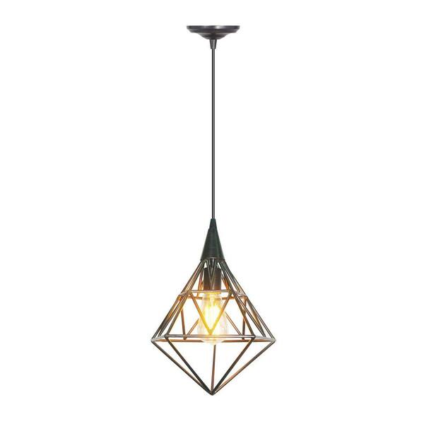 Worth Home Products Hardwired Pendant Series 1-Light Brushed Bronze Pendant with Cage Shade