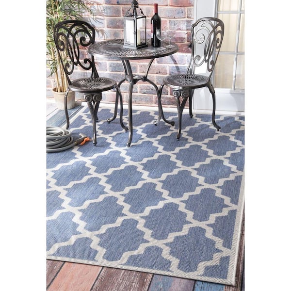 4x6 Water Resistant, Indoor Outdoor Rugs for Patios, Front Door Entry, Entryway, Deck, Porch, Balcony | Outside Area Rug for Patio | Blue, Moroccan 