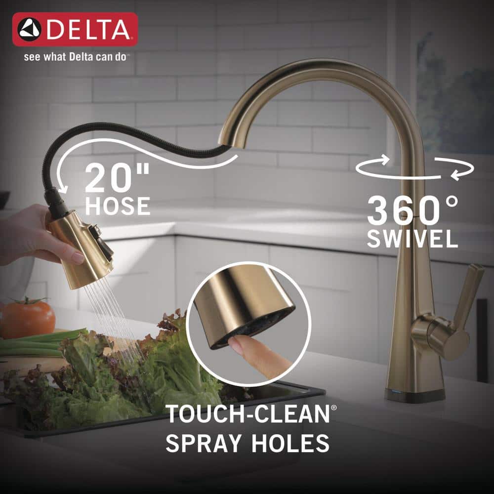 Champagne Bronze Touch-Control Kitchen Faucet with Pull-out Spray