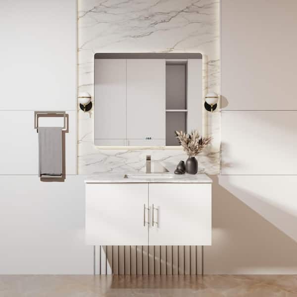 Geneva 36 in. W x 22 in. D x 19 in. H Bath Vanity Cabinet without Top in Glossy White