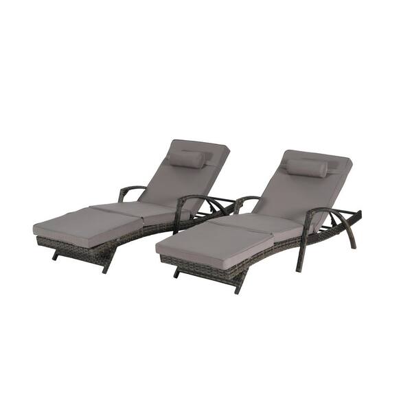 SOL GuruGuruBeanie LightGray　DarkGray Gray Wicker Outdoor Lounge Chair Recliner with Dark Gray