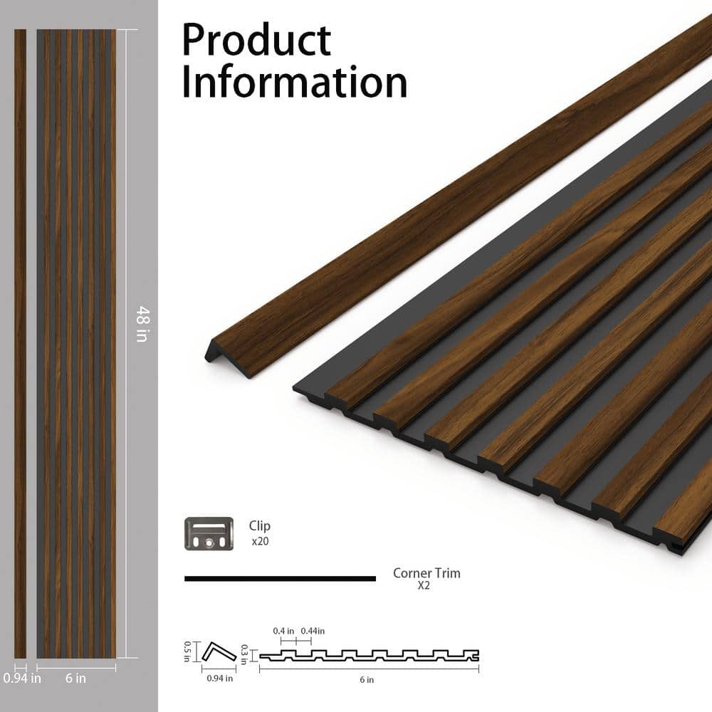 48" x 6" Brown and Black 3D Vinyl Wall Paneling