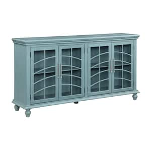 Tahoe Blue Wood Top 72 in. Credenza with Four Doors