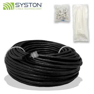 50 ft. Black CMR Cat 6E 600MHz 23AWG Solid Bare Copper Ethernet Network Cable with RJ61 Ends-Heat Resistant
