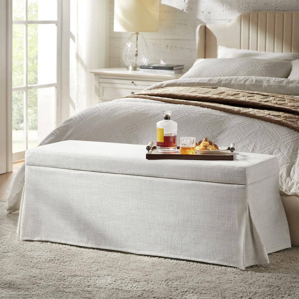 JAYDEN CREATION Sharon Ivy 46.5 in. Storage Bench with Slipcover BERQ1267-IVY - The Home Depot