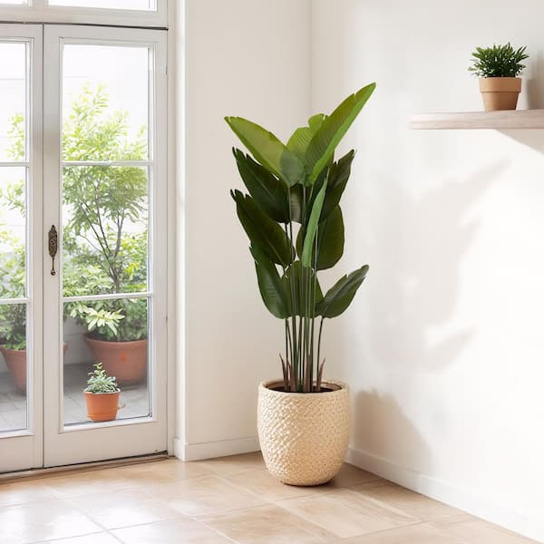 5.2 ft. Tall Faux Tropical Palm Tree Artificial Bird of Paradise Plant, in Pot for Indoor or Outdoor Home, 2-Piece/Set