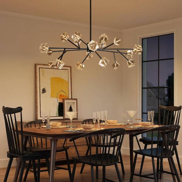 Rennnsan Ellie 18-Light Black Square Crystal Sputnik Chandelier