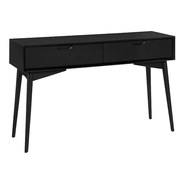 Copenhagen 48 in. Blck Standard Rectangle Wood Console Table with Drawers