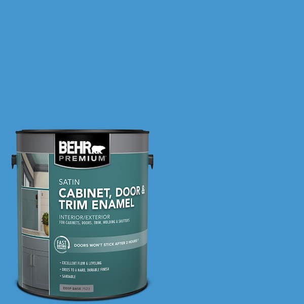 BEHR PREMIUM 1 gal. #P510-5 Perfect Sky Satin Enamel Interior/Exterior Cabinet, Door & Trim Paint