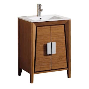 Imperial 24 in. W x 18.11 in D. x 33.5 in. H Bathroom Vanity in Wheat with White Ceramic Top