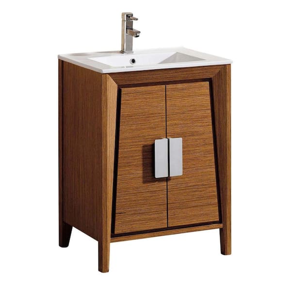FINE FIXTURES Imperial 24 in. W x 18.11 in D. x 33.5 in. H Bathroom Vanity in Wheat with White Ceramic Top