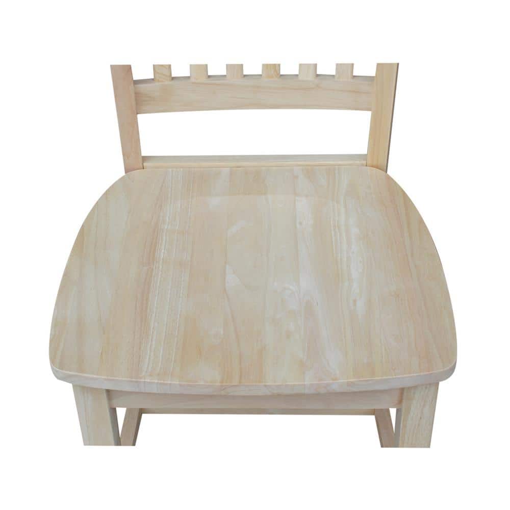 Classic Unfinished Solid Parawood High Slat Side Chair, Set of 2