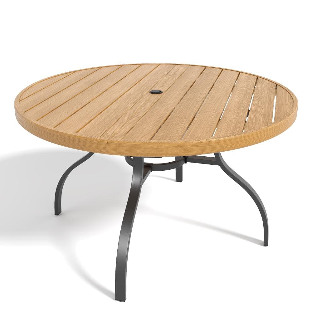 Natural Iron Legs Rust Resistant 41 Inch Round Faux Wood Patio Table with Umbrella Hole price history on PriceWatchPro