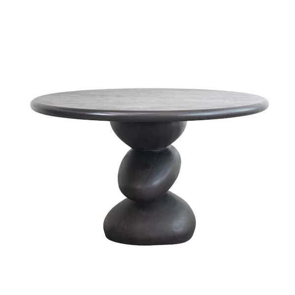 48.8 in. Black Round Indoor/Outdoor Concrete End Table