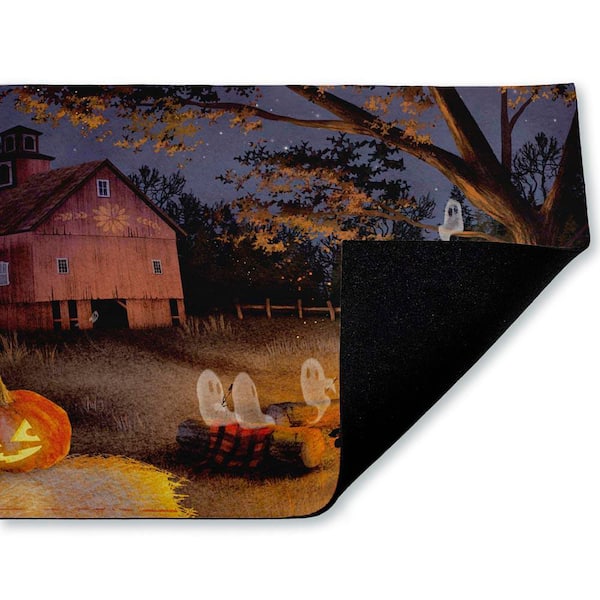 Autumn Embers Ghosts and Campfire Black 18 in. x 30 in. Polyester Non-Slip Outdoor Door Mat