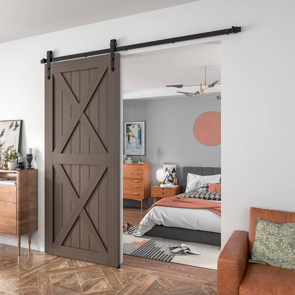 Matte Black 132-Inch Single Barn Door Hardware Kit