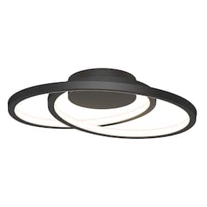 Salto 14 in. 1-Light Modern Black Integrated LED 3 CCT Flush Mount Ceiling Light Fixture for Kitchen or Bedroom