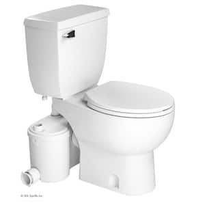 SaniBest Pro 2-Piece 1.28gal Single Flush Elongated Toilet with 1hp Grinder Pump in White