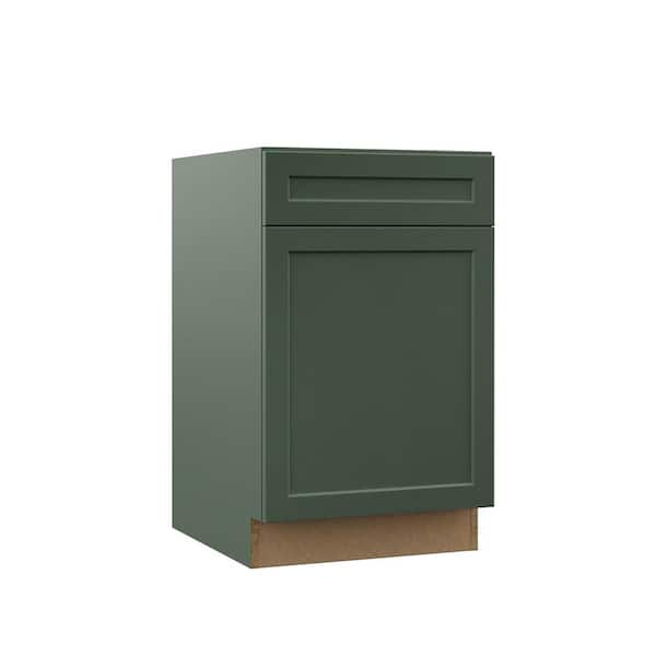 Hampton Bay Designer Series Melvern 21 in. W x 24 in. D x 34.5 in. H Assembled Shaker Base Kitchen Cabinet in Forest