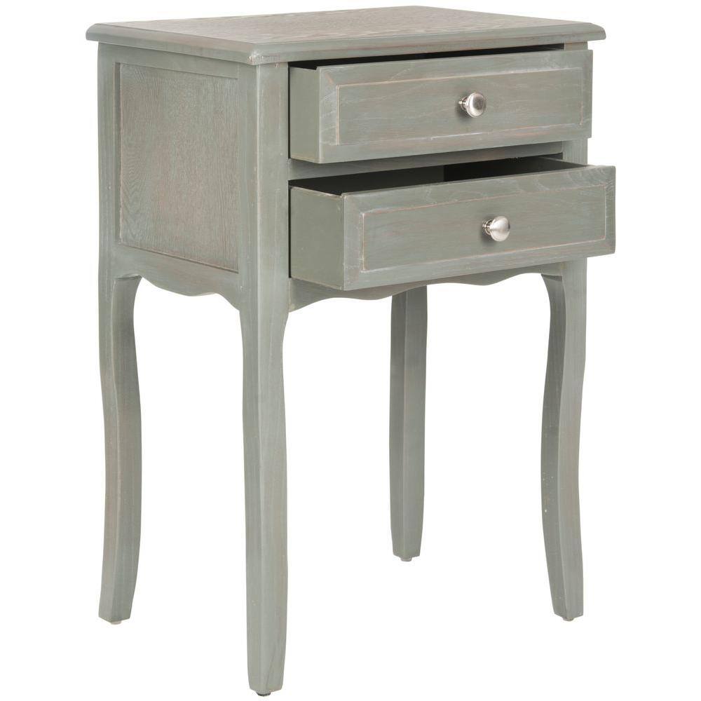Charming Ash Grey 2-Drawer Transitional Wood End Table