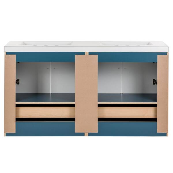 Diamond NOW Cassidy 60-in Admiral Blue Double Sink Bathroom Vanity with  White Cultured Marble Top in the Bathroom Vanities with Tops department at